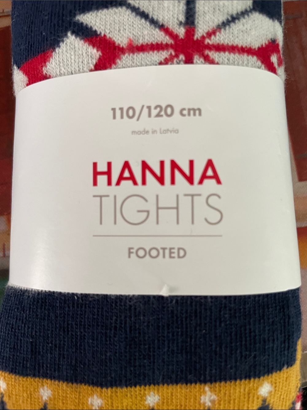 Hannah Anderson Footed Tights in Navy, Red and Yellow Star Pattern